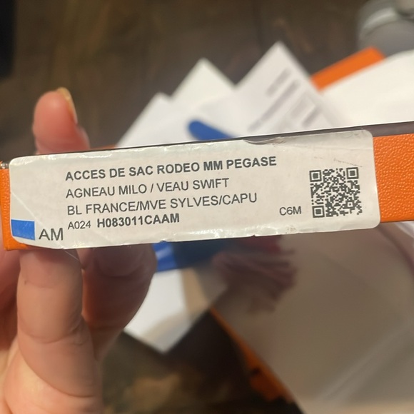 Hermes Accessoire De Sac Rodeo MM Pegase Pegasus Agneau Milo/Veau Swift BLUE New - Picture 8 of 8